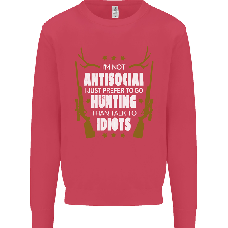 Antisocial I Prefer to Go Hunting Hunter Mens Sweatshirt Jumper Heliconia