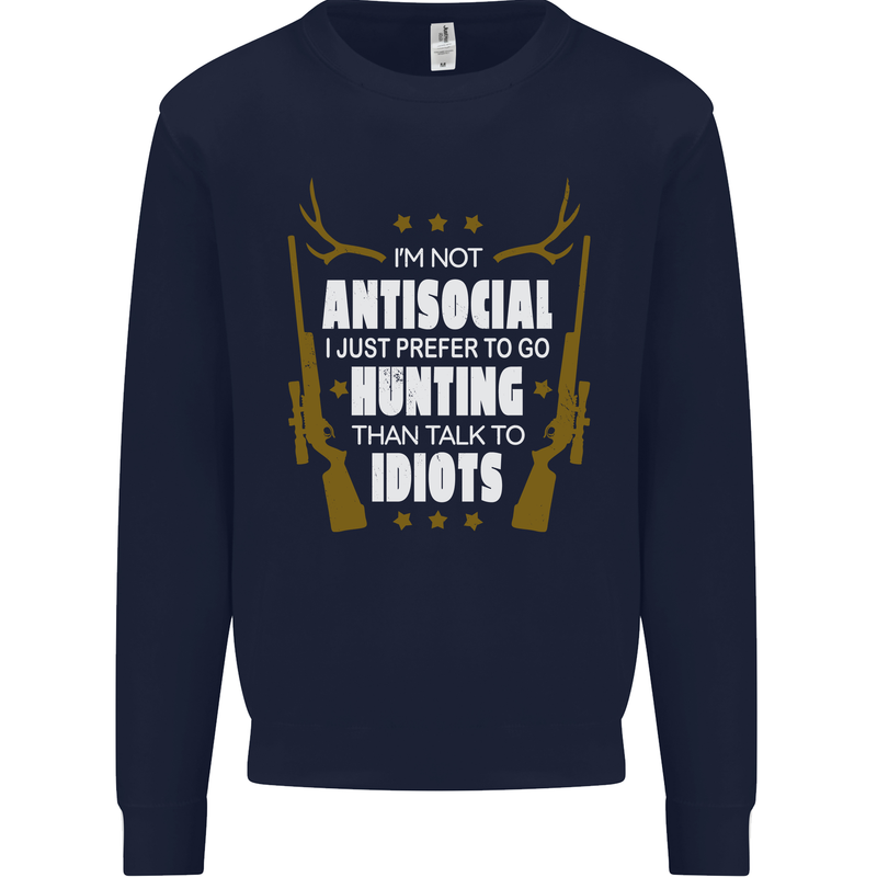 Antisocial I Prefer to Go Hunting Hunter Mens Sweatshirt Jumper Navy Blue