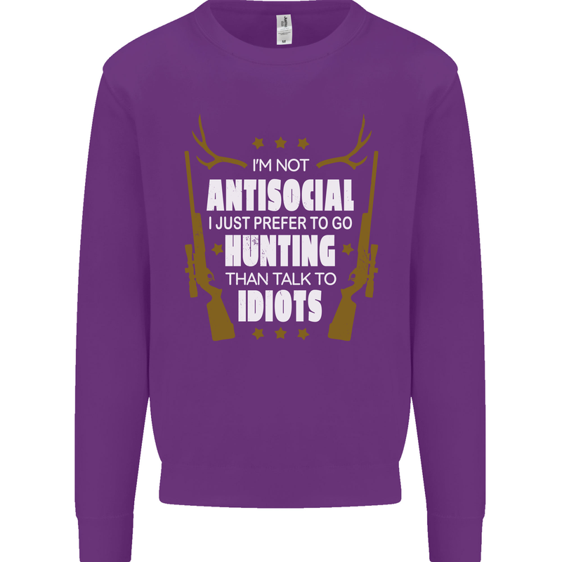 Antisocial I Prefer to Go Hunting Hunter Mens Sweatshirt Jumper Purple