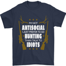 Antisocial I Prefer to Go Hunting Hunter Mens T-Shirt Cotton Gildan Navy Blue