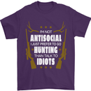 Antisocial I Prefer to Go Hunting Hunter Mens T-Shirt Cotton Gildan Purple