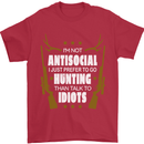 Antisocial I Prefer to Go Hunting Hunter Mens T-Shirt Cotton Gildan Red