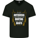 Antisocial I Prefer to Go Hunting Hunter Mens V-Neck Cotton T-Shirt Black