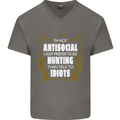 Antisocial I Prefer to Go Hunting Hunter Mens V-Neck Cotton T-Shirt Charcoal