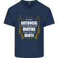 Antisocial I Prefer to Go Hunting Hunter Mens V-Neck Cotton T-Shirt Navy Blue