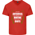 Antisocial I Prefer to Go Hunting Hunter Mens V-Neck Cotton T-Shirt Red