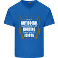 Antisocial I Prefer to Go Hunting Hunter Mens V-Neck Cotton T-Shirt Royal Blue