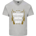 Antisocial I Prefer to Go Hunting Hunter Mens V-Neck Cotton T-Shirt Sports Grey