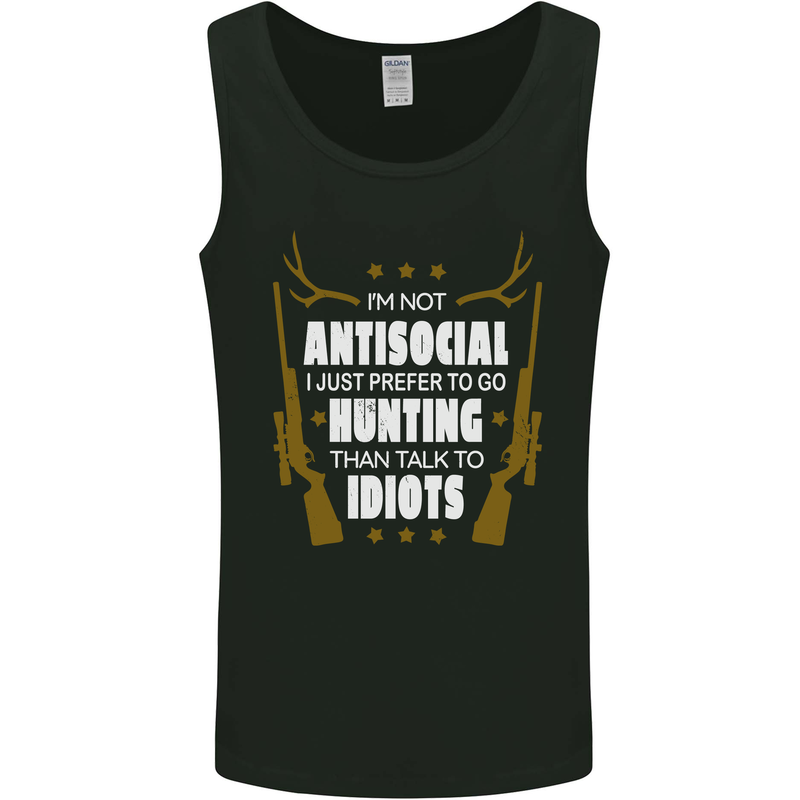 Antisocial I Prefer to Go Hunting Hunter Mens Vest Tank Top Black