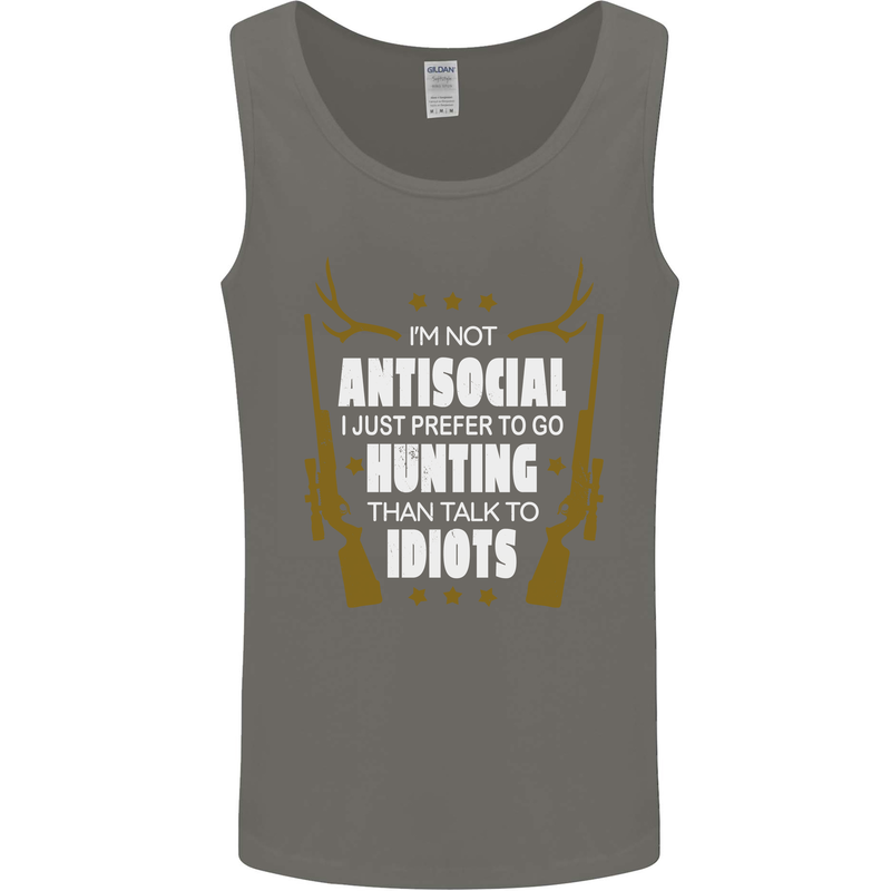 Antisocial I Prefer to Go Hunting Hunter Mens Vest Tank Top Charcoal