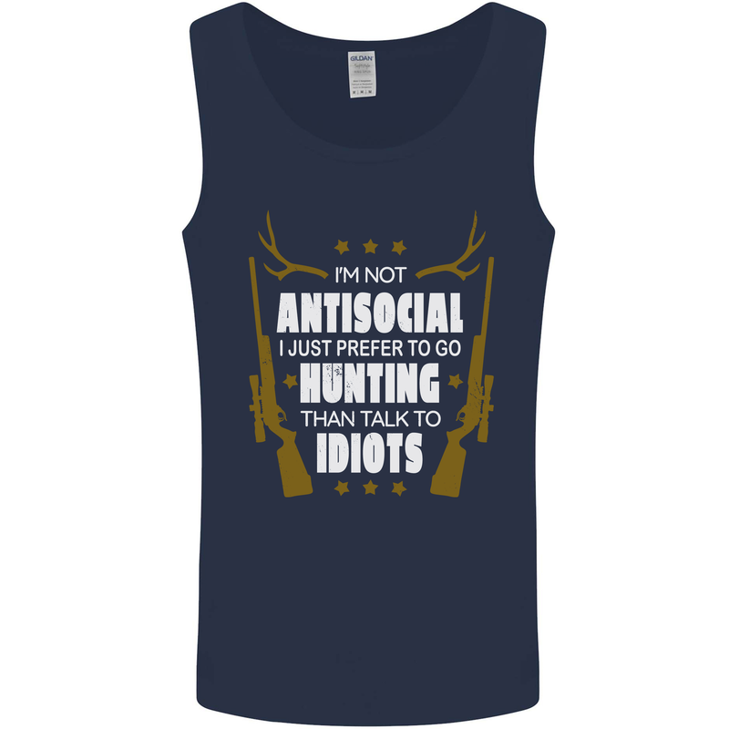 Antisocial I Prefer to Go Hunting Hunter Mens Vest Tank Top Navy Blue