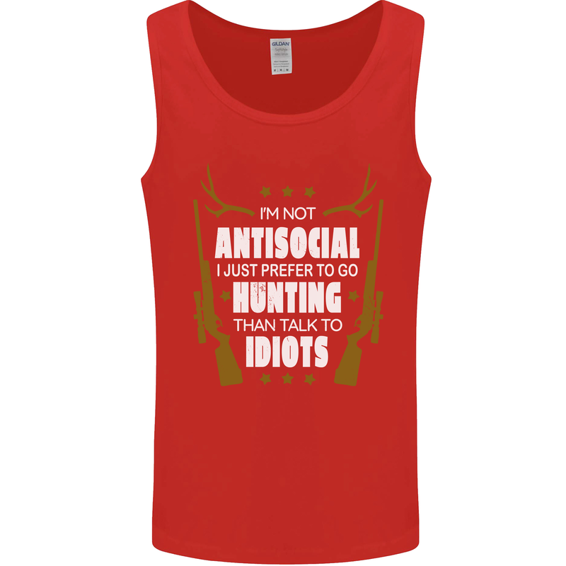 Antisocial I Prefer to Go Hunting Hunter Mens Vest Tank Top Red