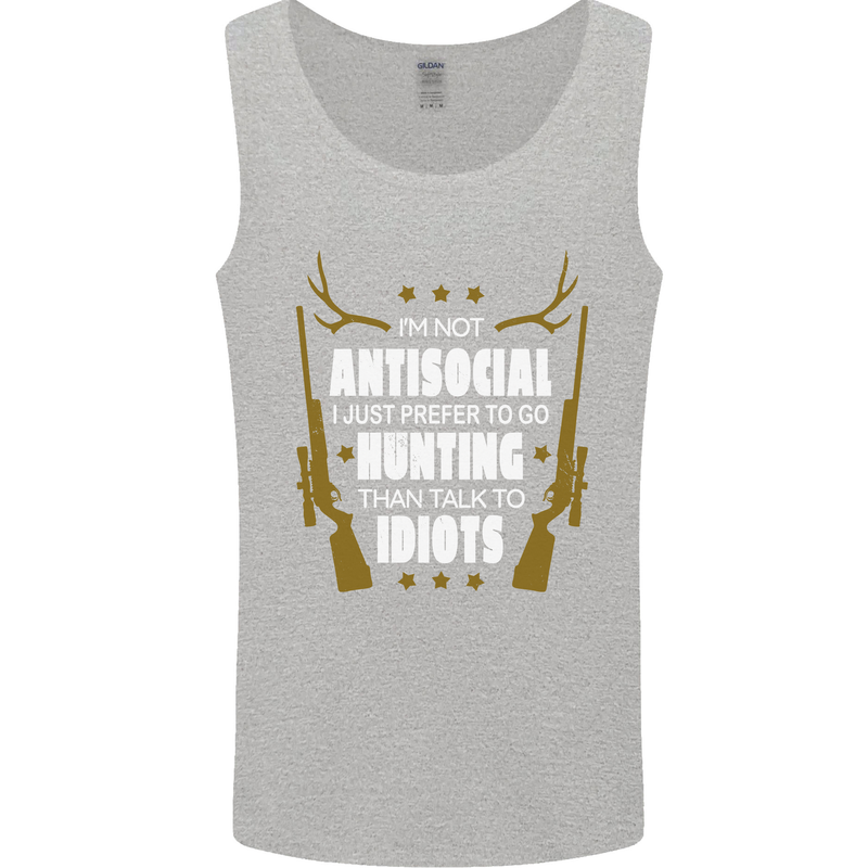 Antisocial I Prefer to Go Hunting Hunter Mens Vest Tank Top Sports Grey
