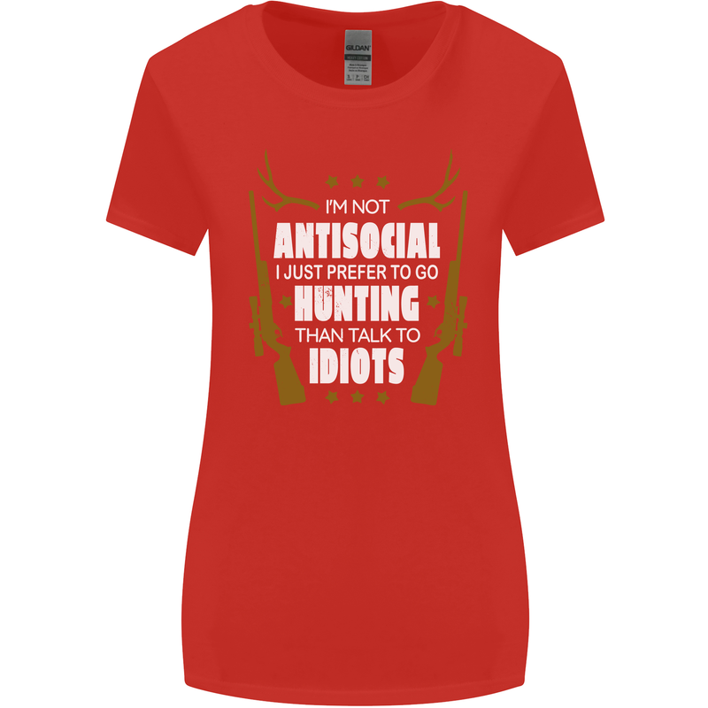 Antisocial I Prefer to Go Hunting Hunter Womens Wider Cut T-Shirt Red