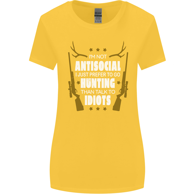 Antisocial I Prefer to Go Hunting Hunter Womens Wider Cut T-Shirt Yellow