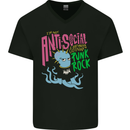 Antisocial Punk Rock Skinhead Octopus Mens V-Neck Cotton T-Shirt Black