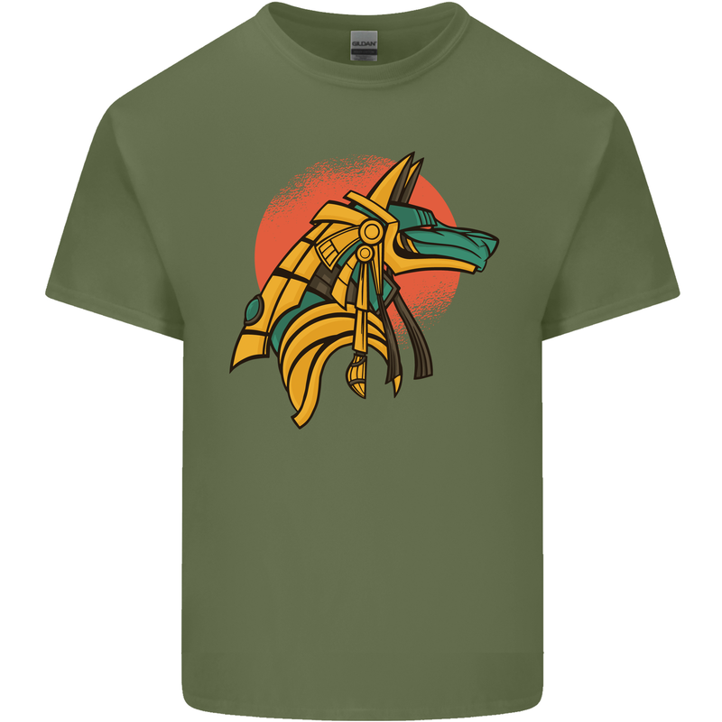 Anubis Ancient Egypt Egyption God Mythology Mens Cotton T-Shirt Tee Top Military Green