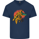 Anubis Ancient Egypt Egyption God Mythology Mens V-Neck Cotton T-Shirt Navy Blue