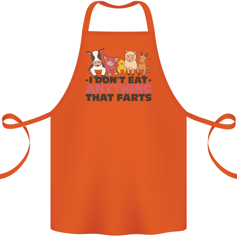 Anything That Farts Funny Vegan Vegetarian Cotton Apron 100% Organic Orange