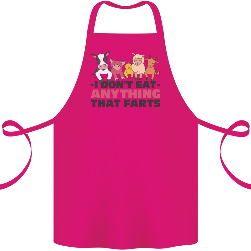 Anything That Farts Funny Vegan Vegetarian Cotton Apron 100% Organic Pink