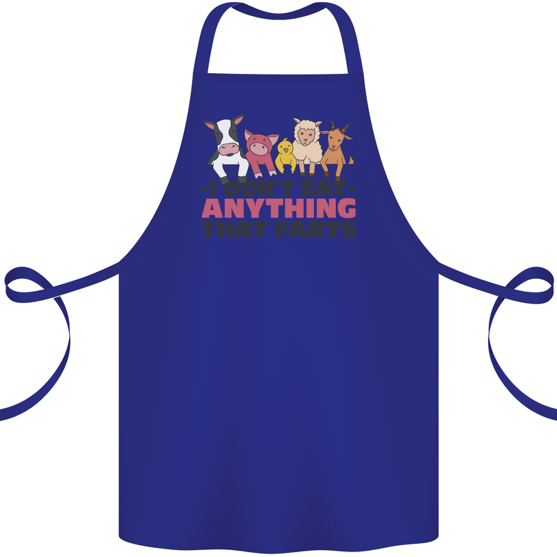 Anything That Farts Funny Vegan Vegetarian Cotton Apron 100% Organic Royal Blue