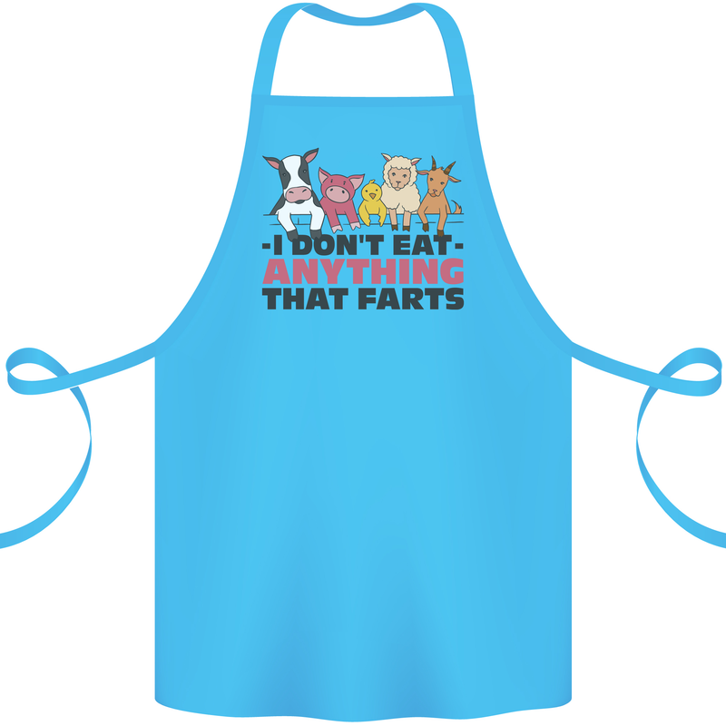 Anything That Farts Funny Vegan Vegetarian Cotton Apron 100% Organic Turquoise