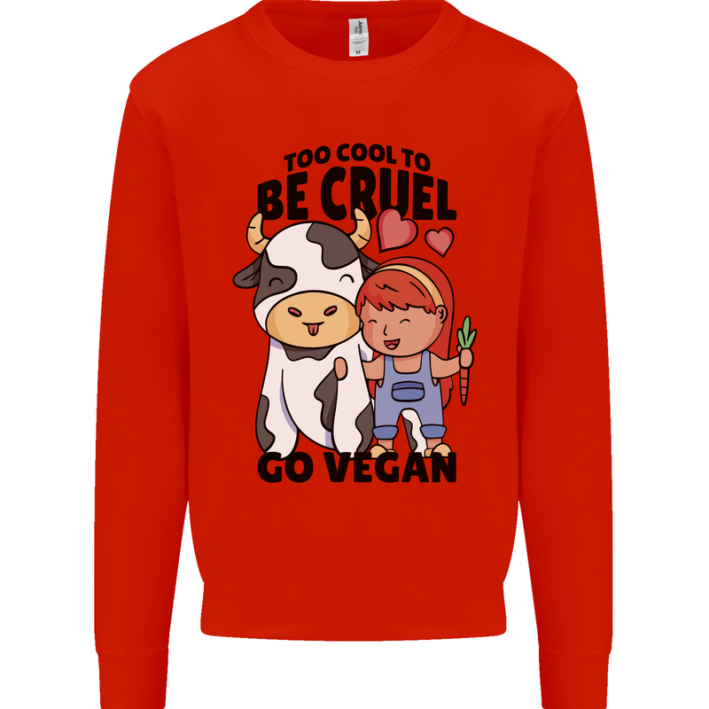Anything That Farts Funny Vegan Vegetarian Kids Sweatshirt Jumper Bright Red