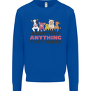 Anything That Farts Funny Vegan Vegetarian Kids Sweatshirt Jumper Royal Blue