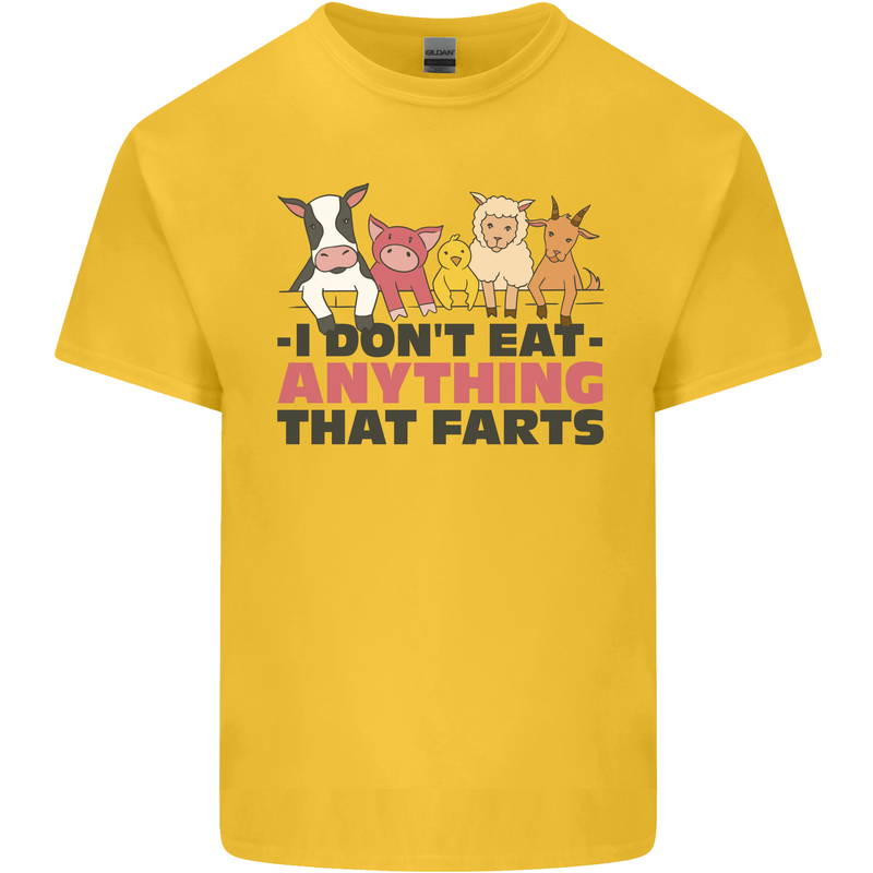 Anything That Farts Funny Vegan Vegetarian Kids T-Shirt Childrens Yellow