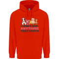 Anything That Farts Funny Vegan Vegetarian Mens 80% Cotton Hoodie Bright Red