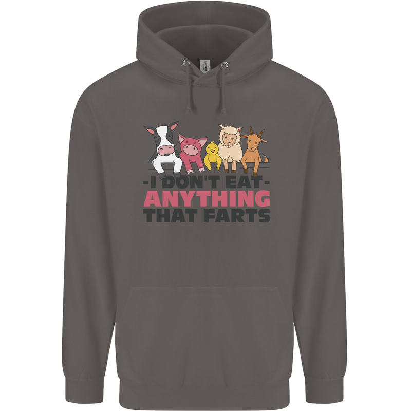 Anything That Farts Funny Vegan Vegetarian Mens 80% Cotton Hoodie Charcoal