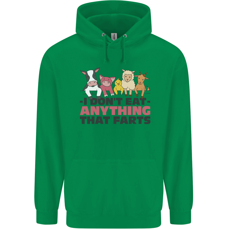 Anything That Farts Funny Vegan Vegetarian Mens 80% Cotton Hoodie Irish Green