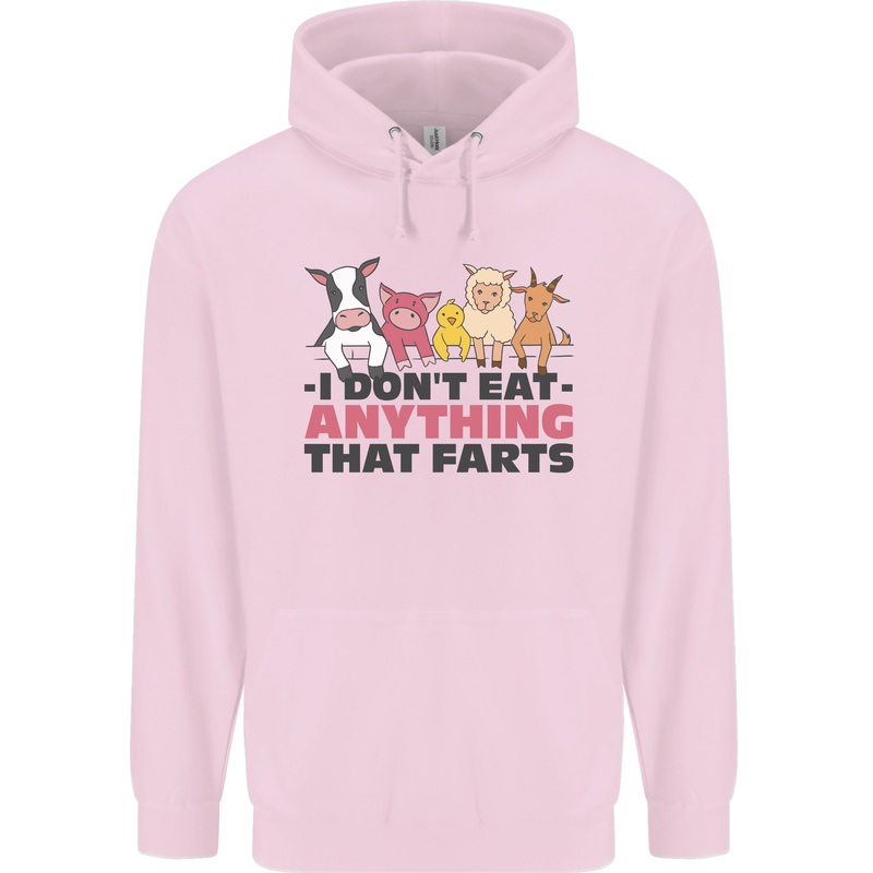 Anything That Farts Funny Vegan Vegetarian Mens 80% Cotton Hoodie Light Pink