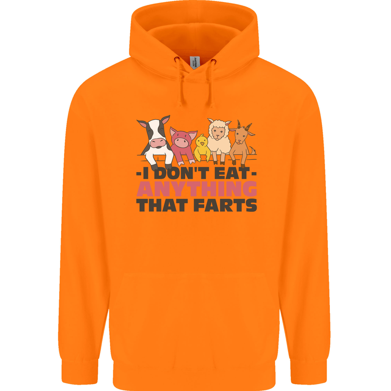 Anything That Farts Funny Vegan Vegetarian Mens 80% Cotton Hoodie Orange