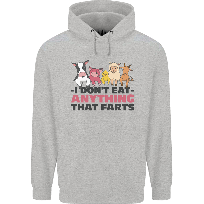 Anything That Farts Funny Vegan Vegetarian Mens 80% Cotton Hoodie Sports Grey
