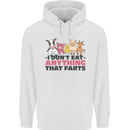 Anything That Farts Funny Vegan Vegetarian Mens 80% Cotton Hoodie White