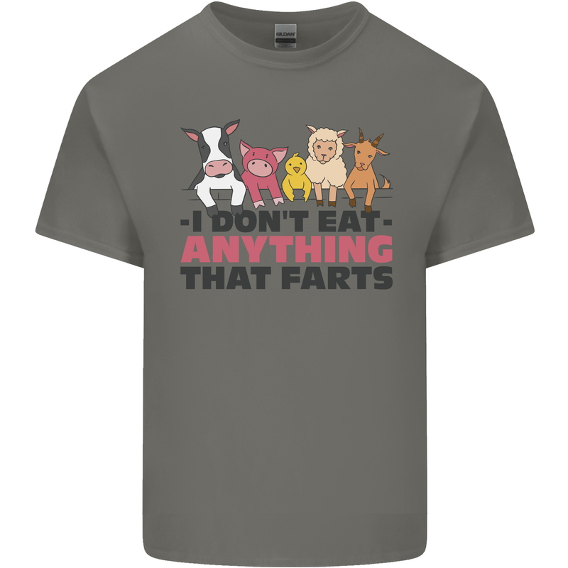Anything That Farts Funny Vegan Vegetarian Mens Cotton T-Shirt Tee Top Charcoal