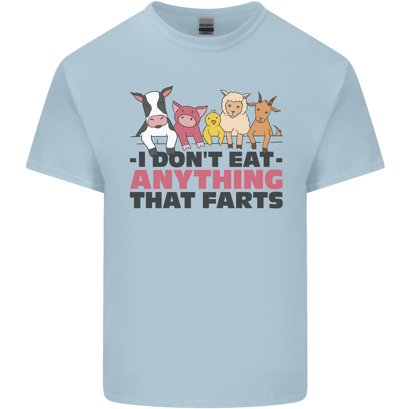 Anything That Farts Funny Vegan Vegetarian Mens Cotton T-Shirt Tee Top Light Blue