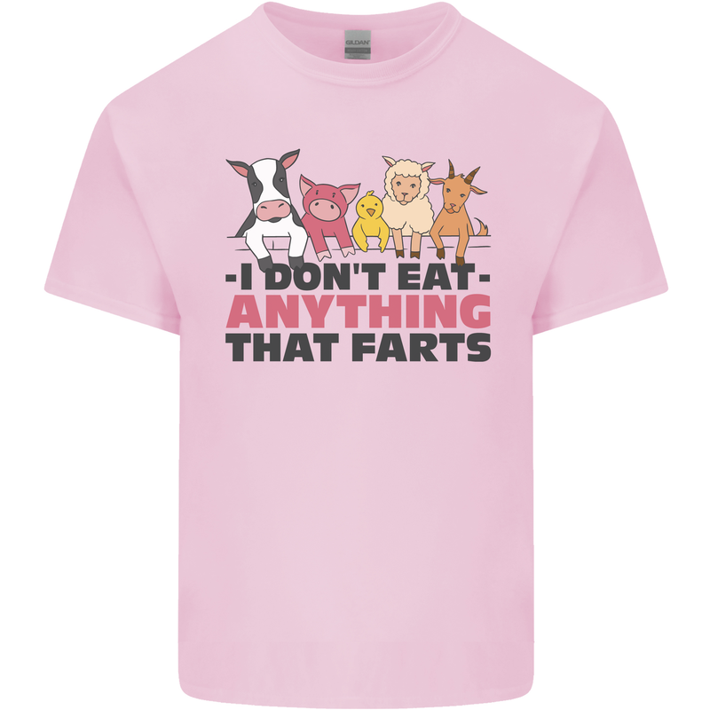 Anything That Farts Funny Vegan Vegetarian Mens Cotton T-Shirt Tee Top Light Pink