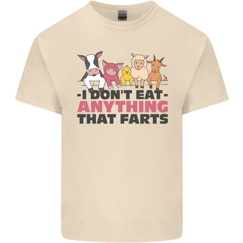 Anything That Farts Funny Vegan Vegetarian Mens Cotton T-Shirt Tee Top Natural