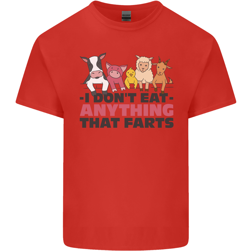 Anything That Farts Funny Vegan Vegetarian Mens Cotton T-Shirt Tee Top Red