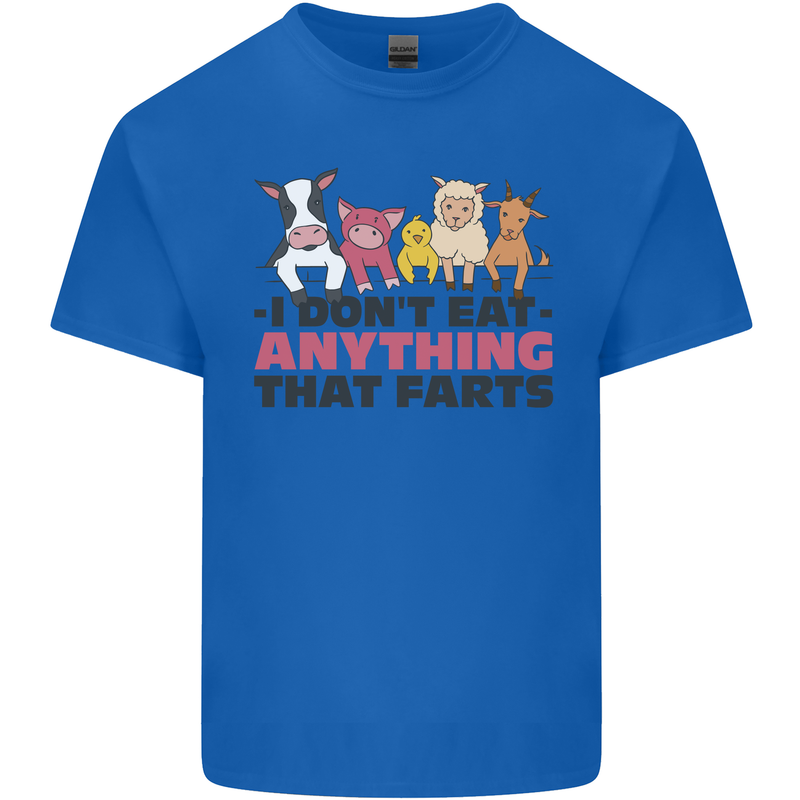 Anything That Farts Funny Vegan Vegetarian Mens Cotton T-Shirt Tee Top Royal Blue