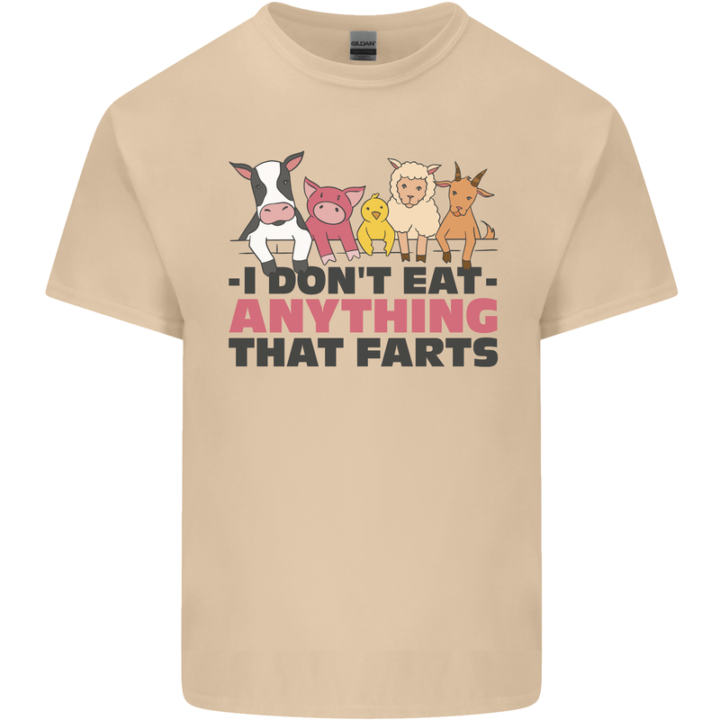 Anything That Farts Funny Vegan Vegetarian Mens Cotton T-Shirt Tee Top Sand