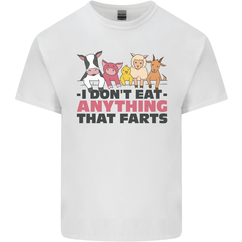 Anything That Farts Funny Vegan Vegetarian Mens Cotton T-Shirt Tee Top White
