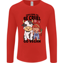 Anything That Farts Funny Vegan Vegetarian Mens Long Sleeve T-Shirt Red