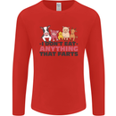 Anything That Farts Funny Vegan Vegetarian Mens Long Sleeve T-Shirt Red