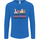 Anything That Farts Funny Vegan Vegetarian Mens Long Sleeve T-Shirt Royal Blue