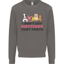 Anything That Farts Funny Vegan Vegetarian Mens Sweatshirt Jumper Charcoal