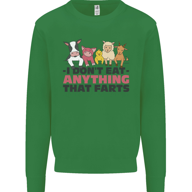 Anything That Farts Funny Vegan Vegetarian Mens Sweatshirt Jumper Irish Green