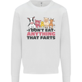 Anything That Farts Funny Vegan Vegetarian Mens Sweatshirt Jumper White